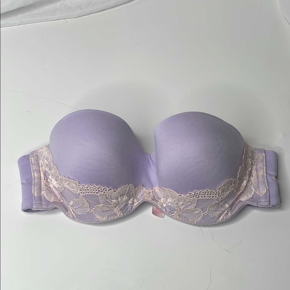 Victoria's Secret Purple and Cream Strapless Bra